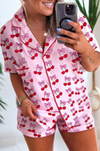 Pink Cherry/Bow Print Short Pyjama Set