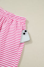 Pink Stripe Oversize Mock Neck Sweatshirt and Shorts Set
