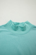 Solid Color High Neck Cap Sleeve Loose Top