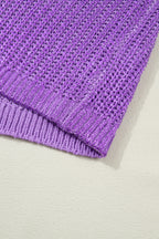 Wisteria Solid Color Knit High Neck Short Sleeve Sweater