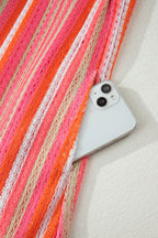 Pink Stripe Ruffled Straps Ribbon Knot Flowy Vacation Maxi Dress