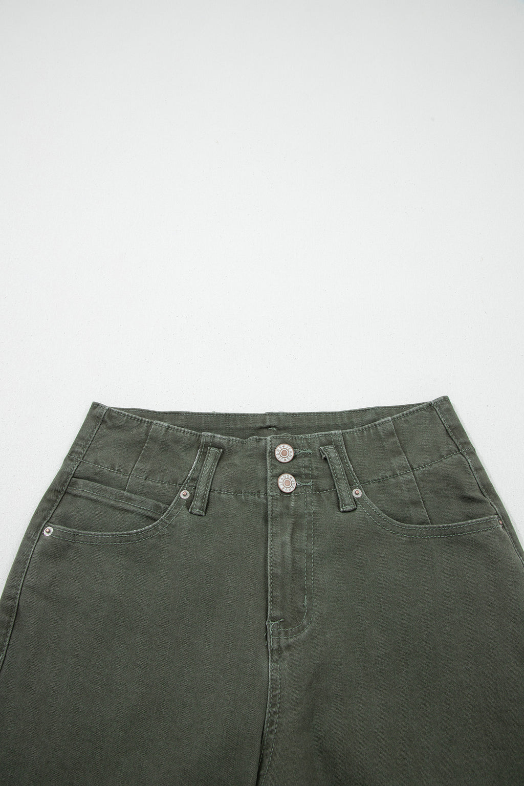 2-Button High Waist Flared Bottom Jeans