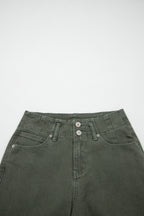 2-Button High Waist Flared Bottom Jeans