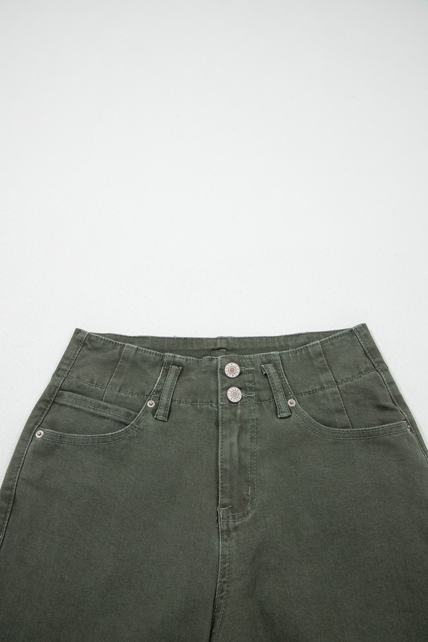 2-Button High Waist Flared Bottom Jeans
