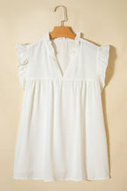 Plus Size Swiss Dot Ruffle Lace Trim V Neck Tank Top