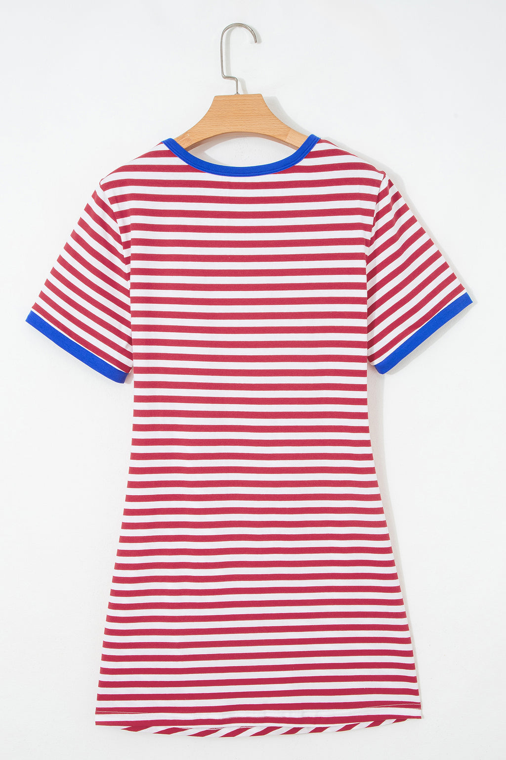 Striped Nautical Tie Contrast Trim Round Neck T Shirt Mini Dress