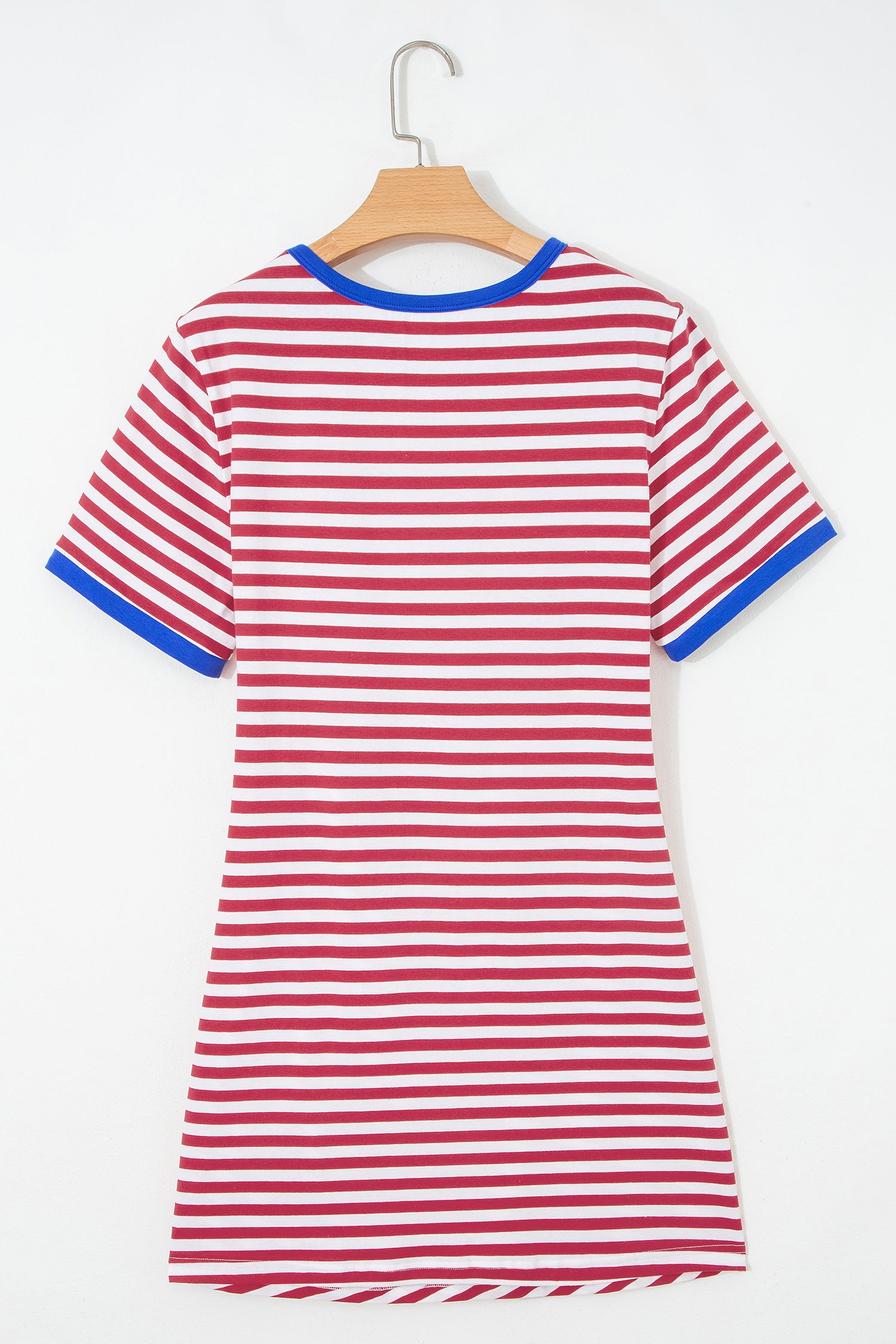 Striped Nautical Tie Contrast Trim Round Neck T Shirt Mini Dress