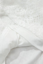 White Tie Spaghetti Straps Floral Lace Overlay Long Dress