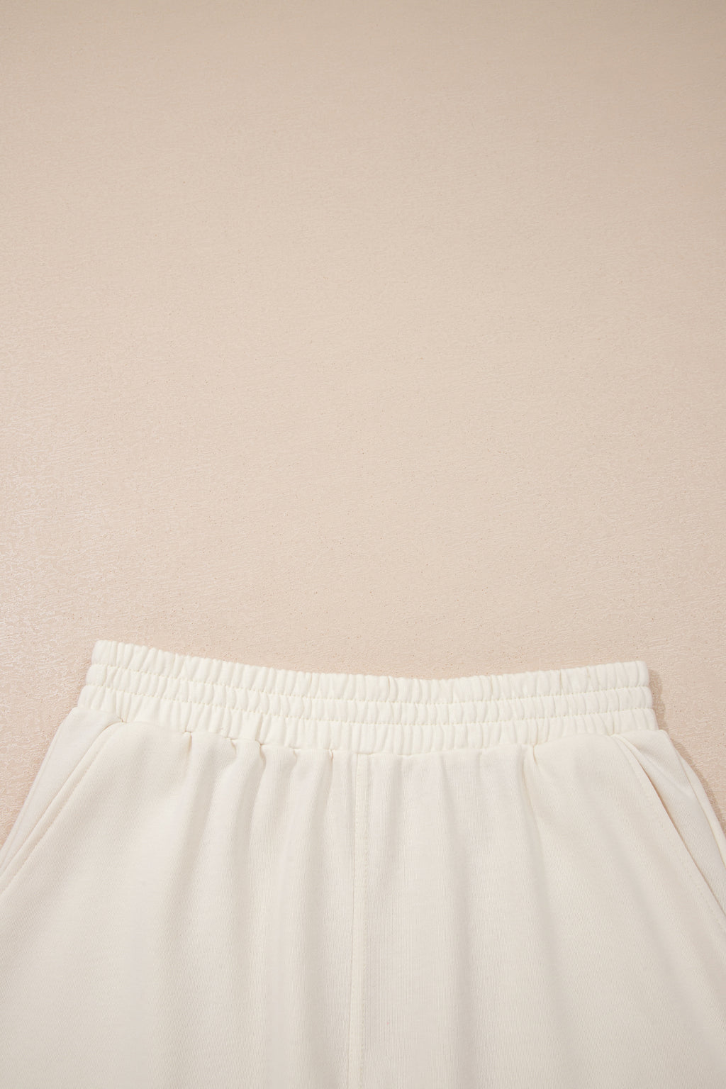 Solid Color Contrast Textured Patchwork Raw Edge 2pcs Short Set