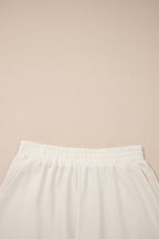 Solid Color Contrast Textured Patchwork Raw Edge 2pcs Short Set