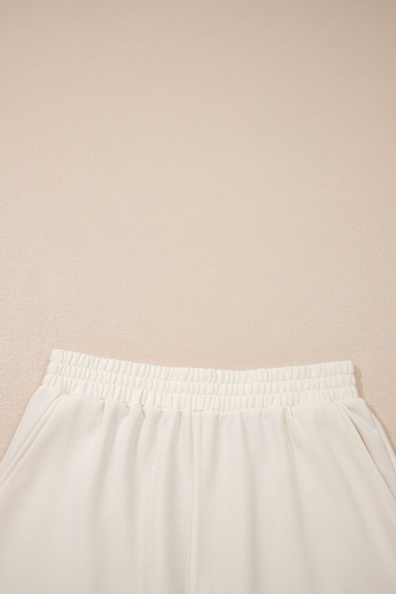 Solid Color Contrast Textured Patchwork Raw Edge 2pcs Short Set