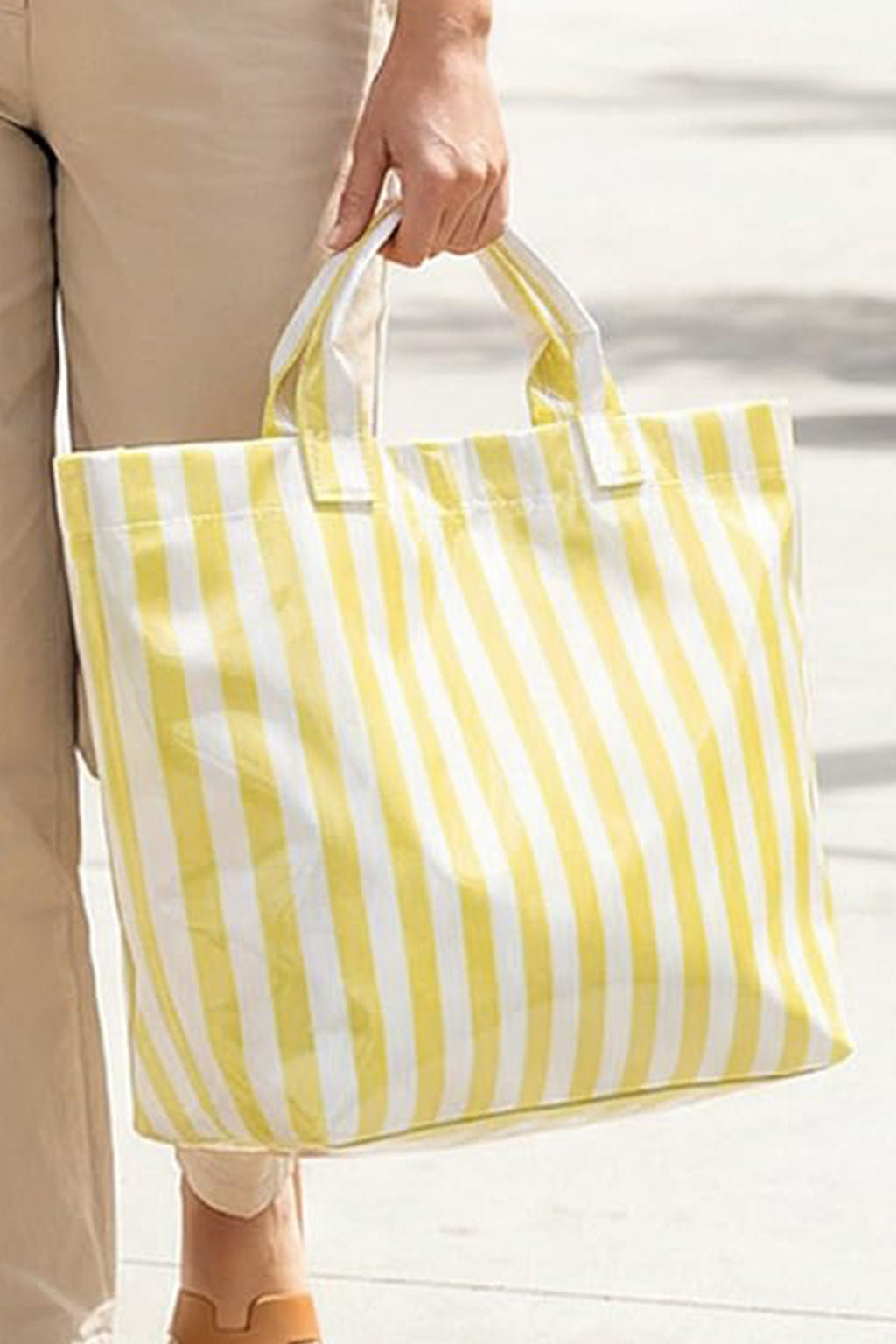 Glossy Striped Vinyl Large Tote Bag