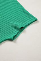 Waffle Textured Knit Dolman Short Sleeve Loose Top