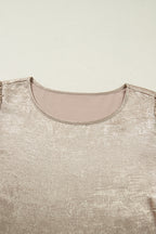 Apricot Plus Size Metallic Long Flounce Sleeve Blouse