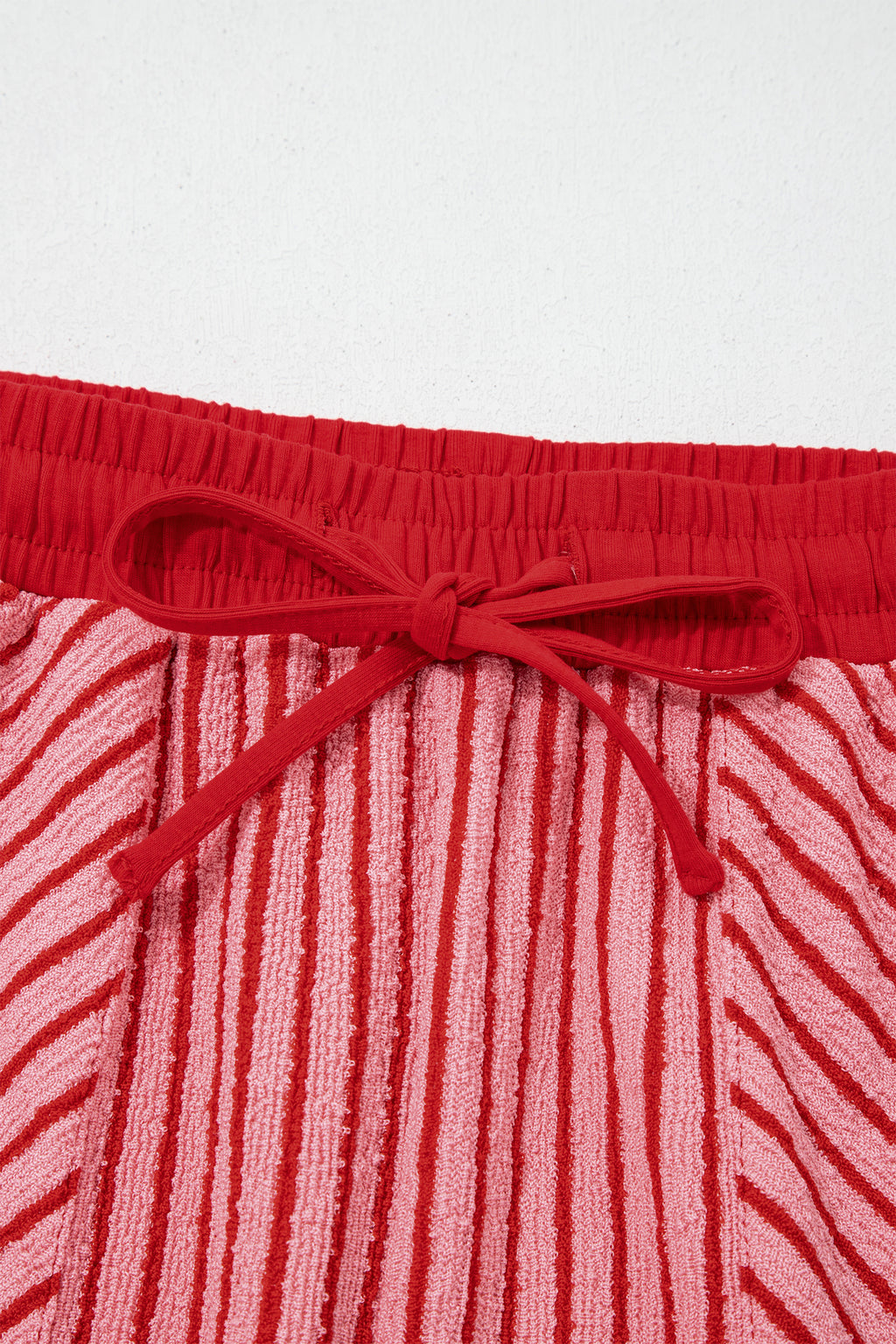 Striped Crew Neck Tee Drawstring Waist Cropped Pants Set
