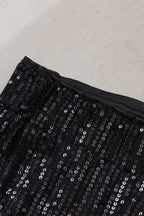 Black Sequin Wide Leg Pants