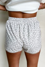 Leopard Elastic Waistband Lace up Contrast Trim Casual Shorts