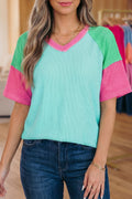 Colour Block Twisted Ribbed Tee