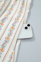 Multicolour Floral Print Contrast Ribbon Bow Lace Trim Square Neck Mini Dress