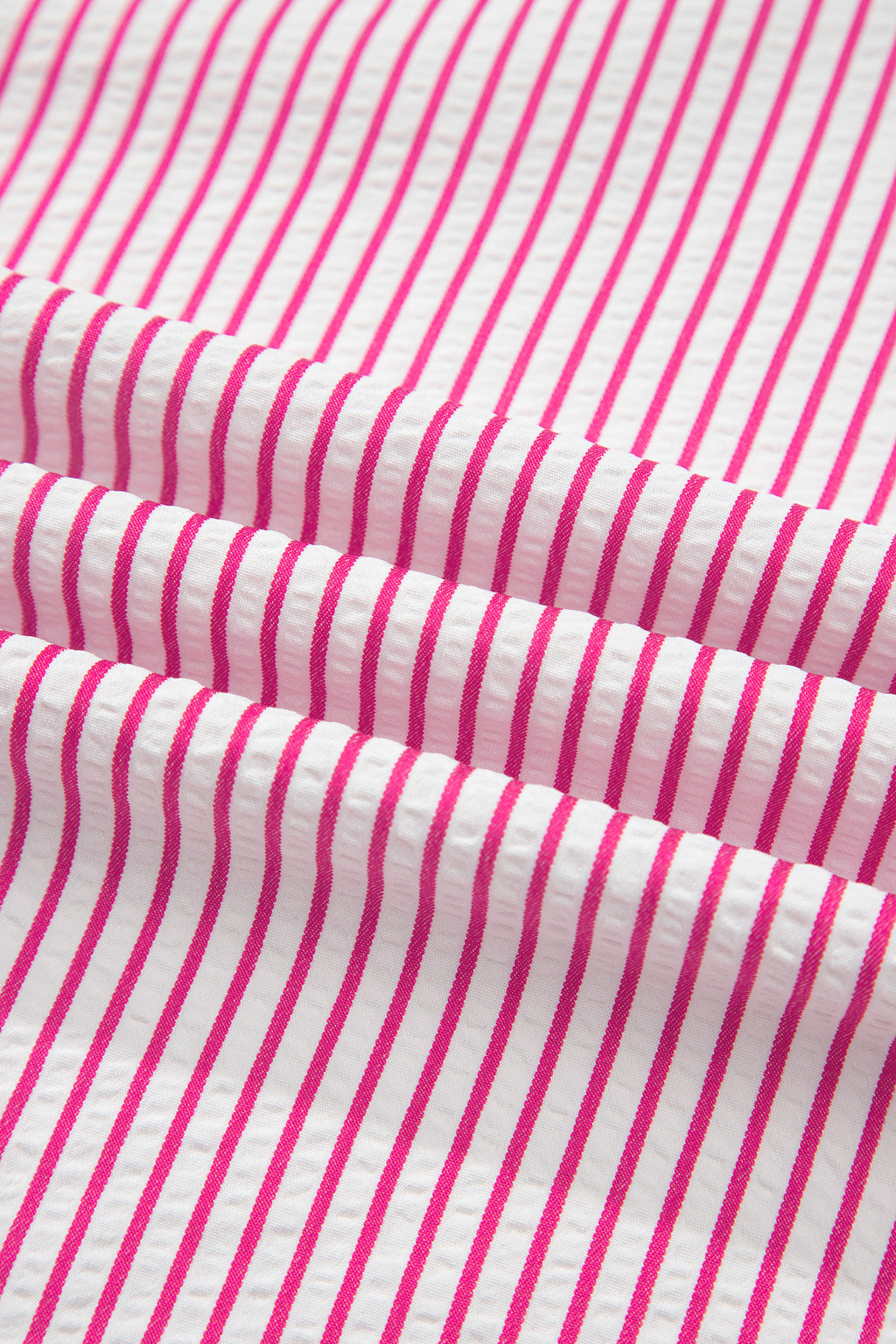 Striped Frilled Detail Half Buttons Short Sleeve Long Dress