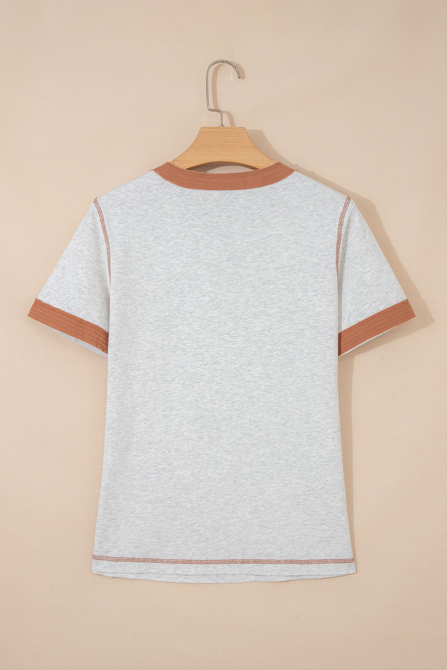 Raw Seam Color Block Detail Buttoned Henley Tee