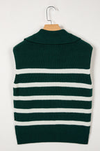 Ribbed Half Zip Collared Sweater Vest