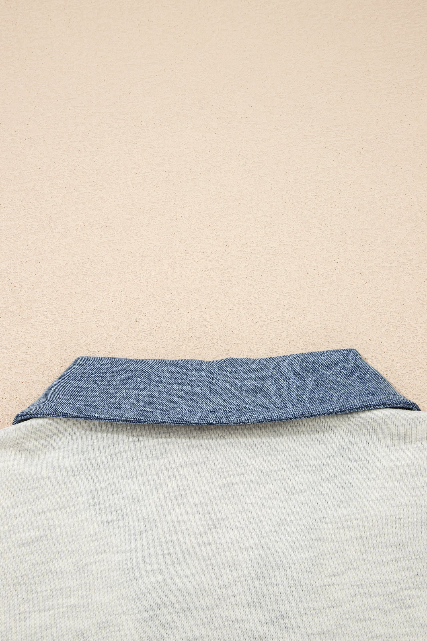 Light Grey Denim Color Block Patchwork Button Polo Collar T Shirt Tunic Dress