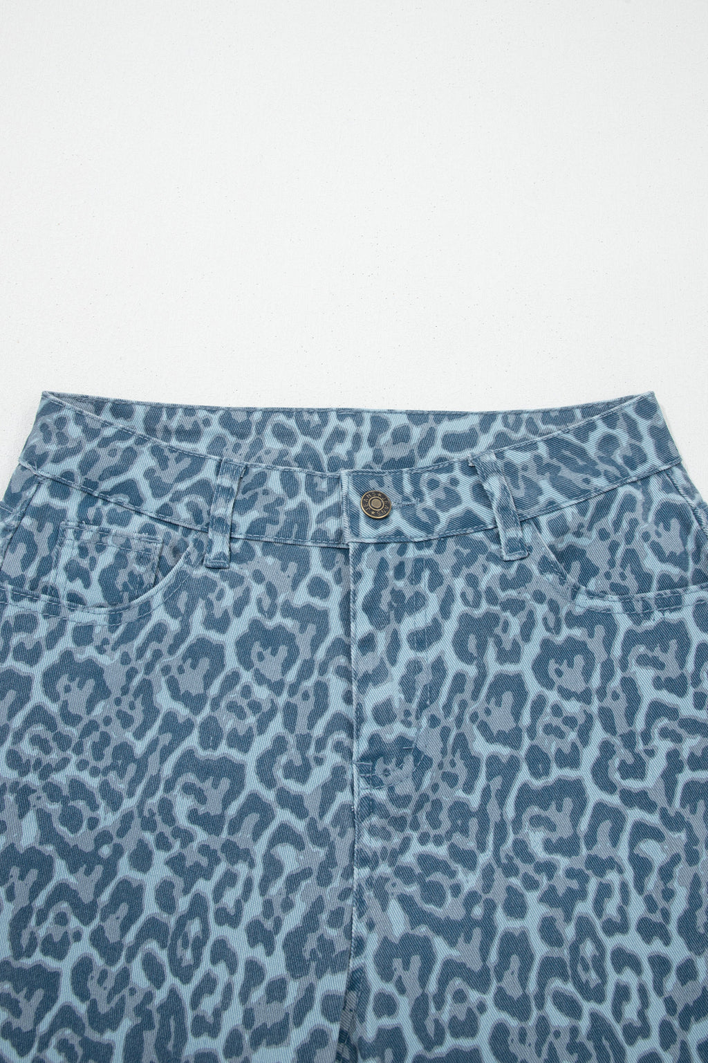 Leopard Frayed Edge Wide Leg High Waist Jeans