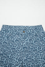 Leopard Frayed Edge Wide Leg High Waist Jeans