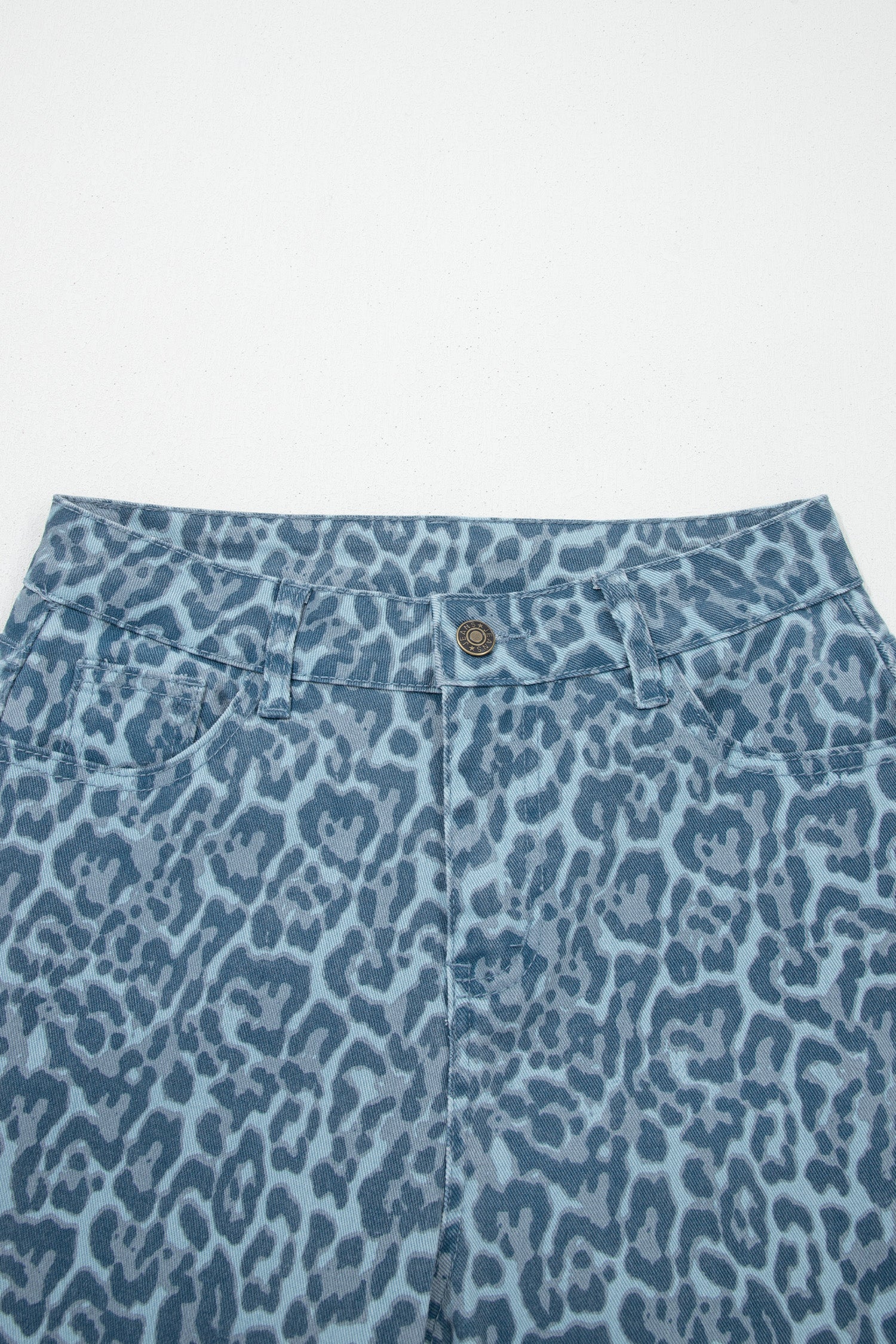 Leopard Frayed Edge Wide Leg High Waist Jeans