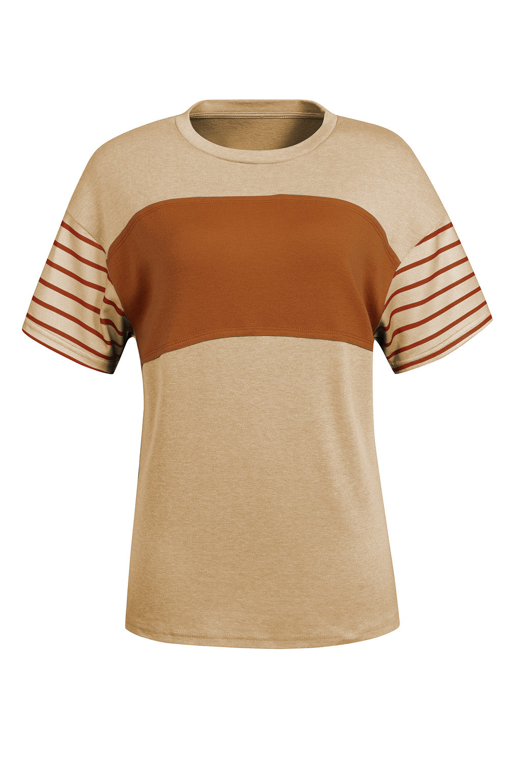 Color Block Striped Detail Loose T Shirt