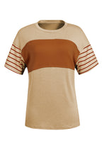 Color Block Striped Detail Loose T Shirt