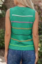 Striped Round Neck Knitted Sweater Tank