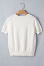 White Wild West Horse Head Printed Short Sleeve Sweater