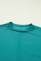 Horizontal Ribbed Exposed Seam Detail Drop Shoulder Baggy Pullover