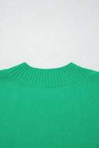 Solid Color Ribbed Trim Round Neck Ruffle Short Sleeve Sweater
