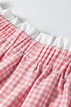Contrast Trim Plaid Print Plus Size Shorts