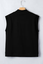 Solid Color High Neck Cap Sleeve Loose Top