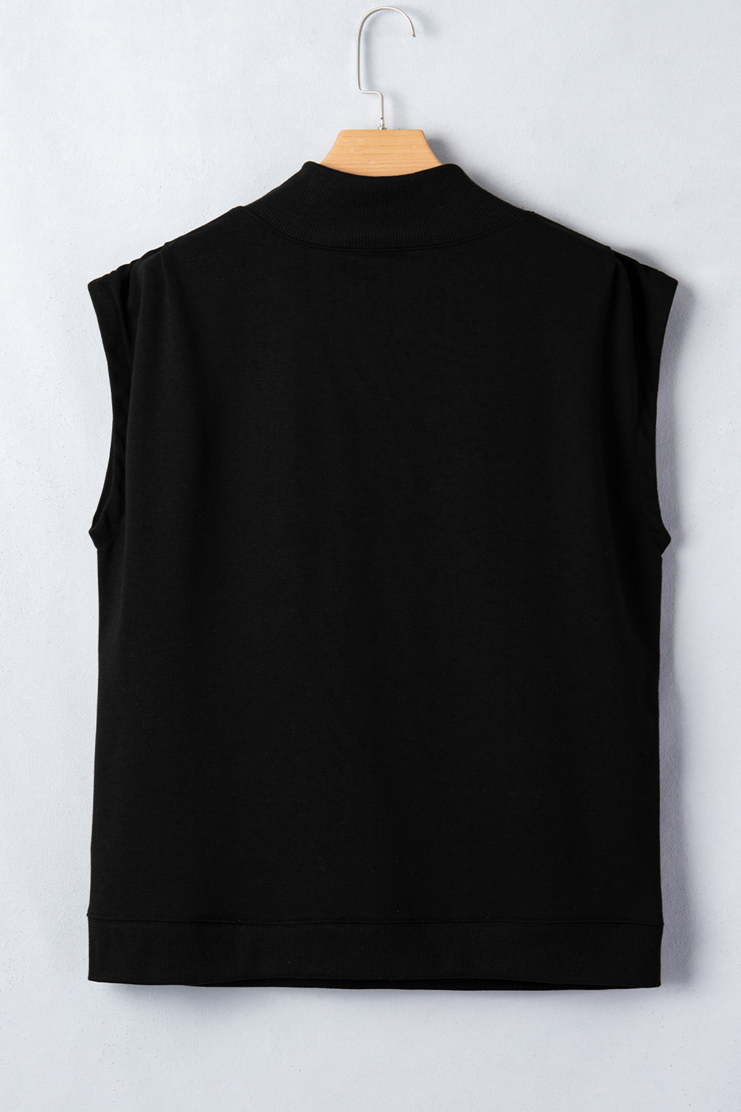 Solid Color High Neck Cap Sleeve Loose Top