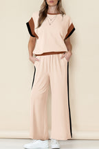 Colour Block Detail Casual Two-piece Set