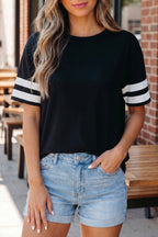 Varsity Striped Short Sleeve Crew Neck T Shirt