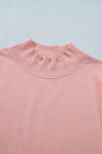 Solid Color High Neck Cap Sleeve Loose Top