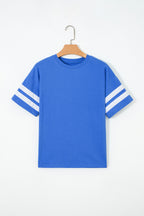Varsity Striped Short Sleeve Crew Neck T Shirt