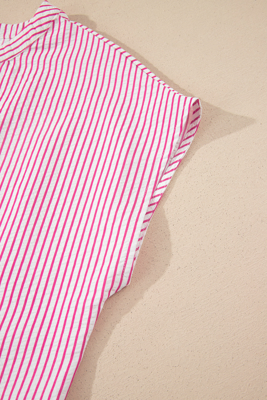 Striped Frilled Detail Half Buttons Short Sleeve Long Dress