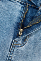 Dusk Blue Western Embroidery Stud Denim Shorts Summer Daily Wear