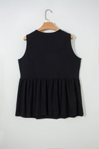 Plus Size Solid Color Bow Tie Peplum Tank Top