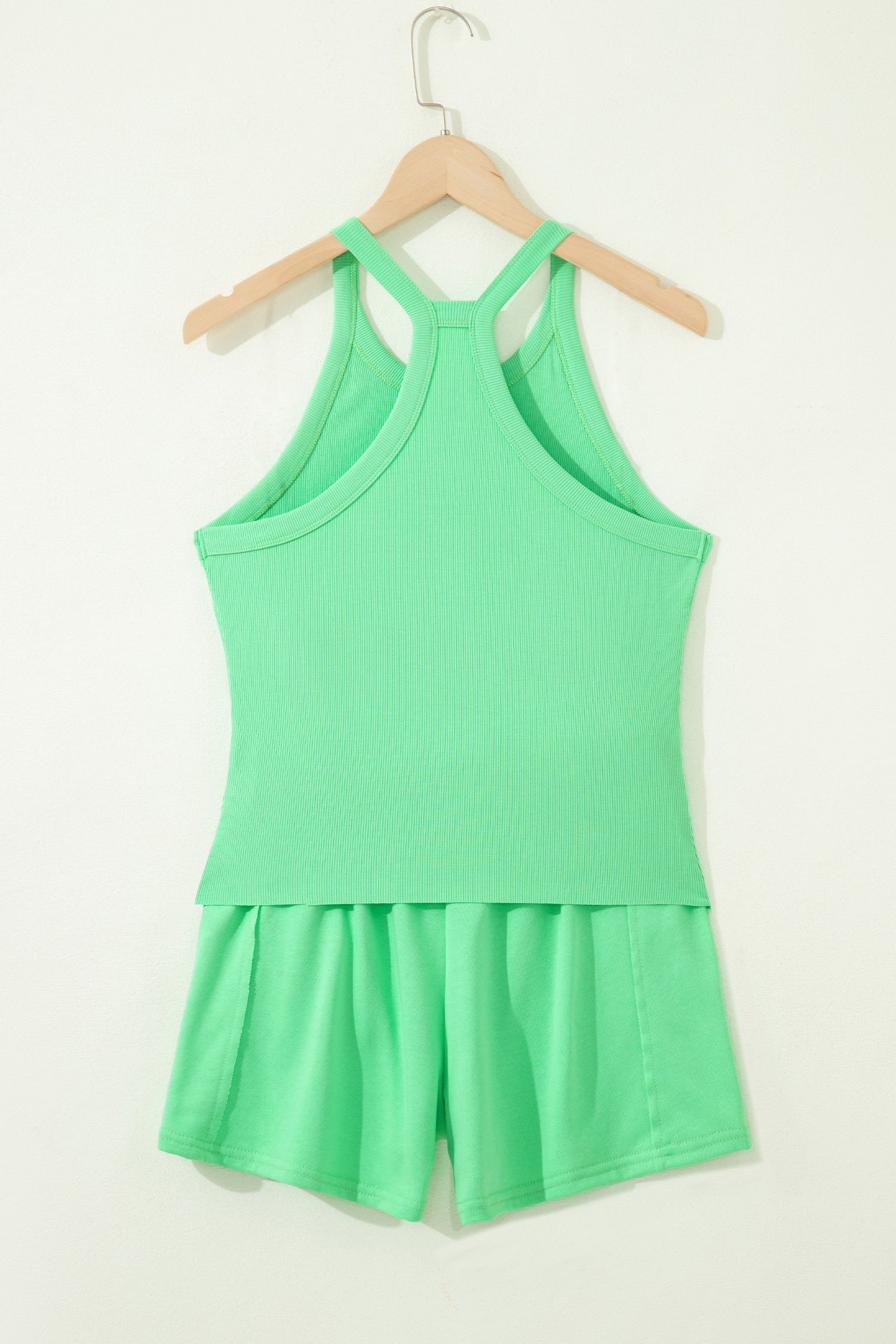 Slim Tank Top Elastic High Waist Shorts 2pcs Outfit
