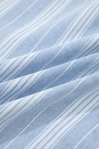 Sky Blue Stripe Boyfriend Chest Pocket Classic Denim Shacket