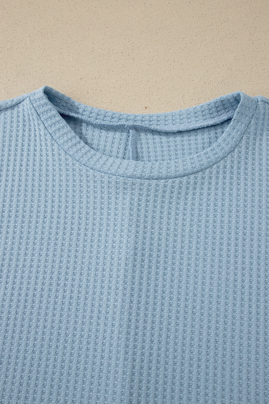 Waffle Textured Knit Dolman Short Sleeve Loose Top