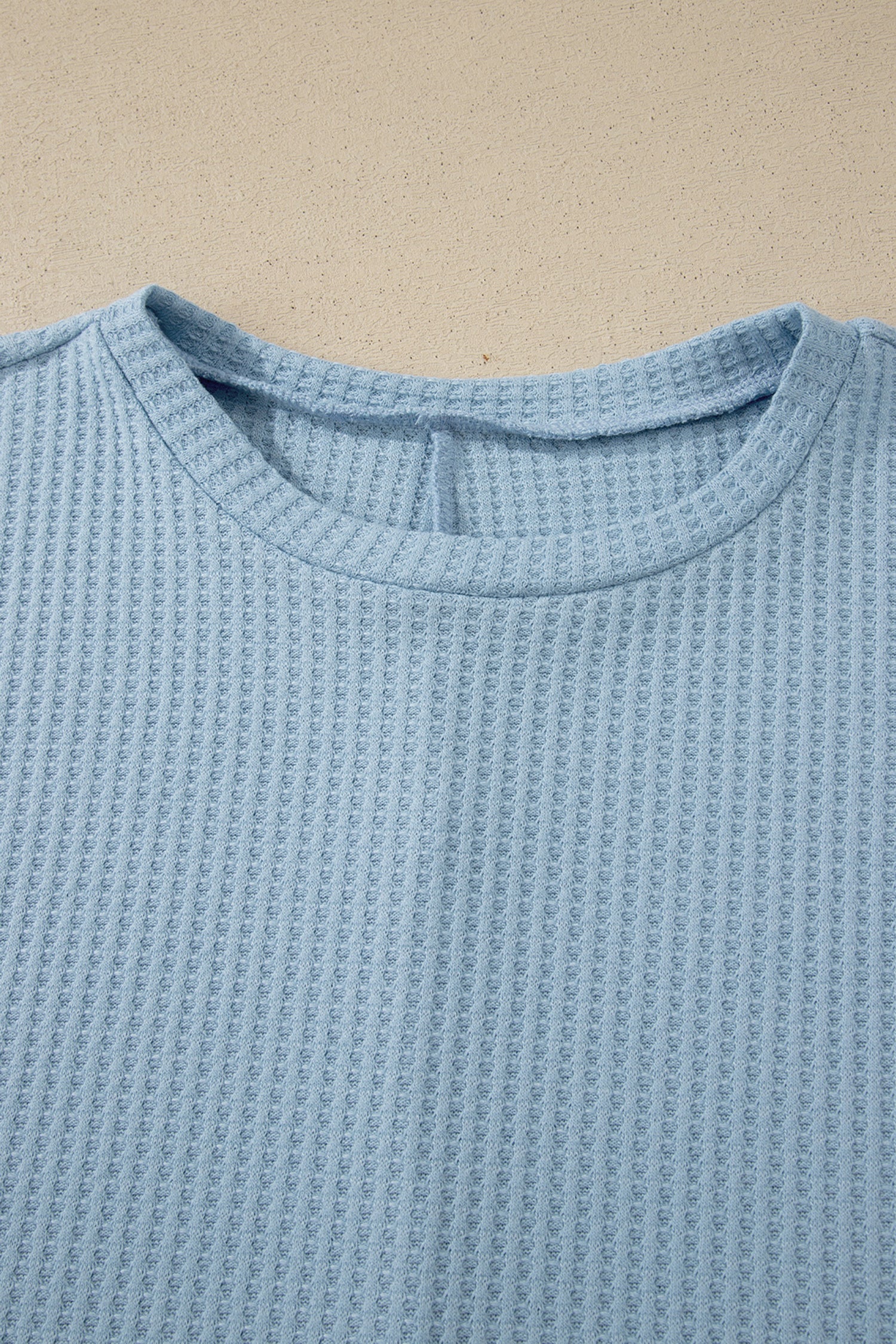 Waffle Textured Knit Dolman Short Sleeve Loose Top
